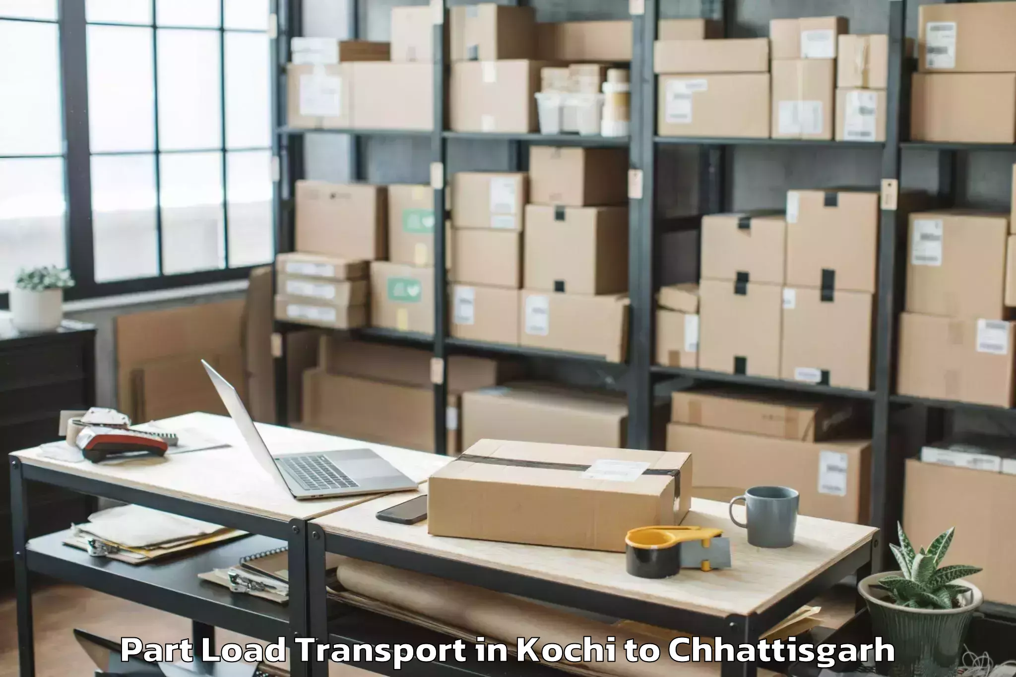 Book Kochi to Op Jindal University Raigarh Part Load Transport